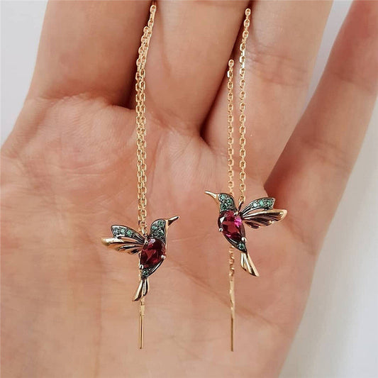 Colorful Long Bird Earrings