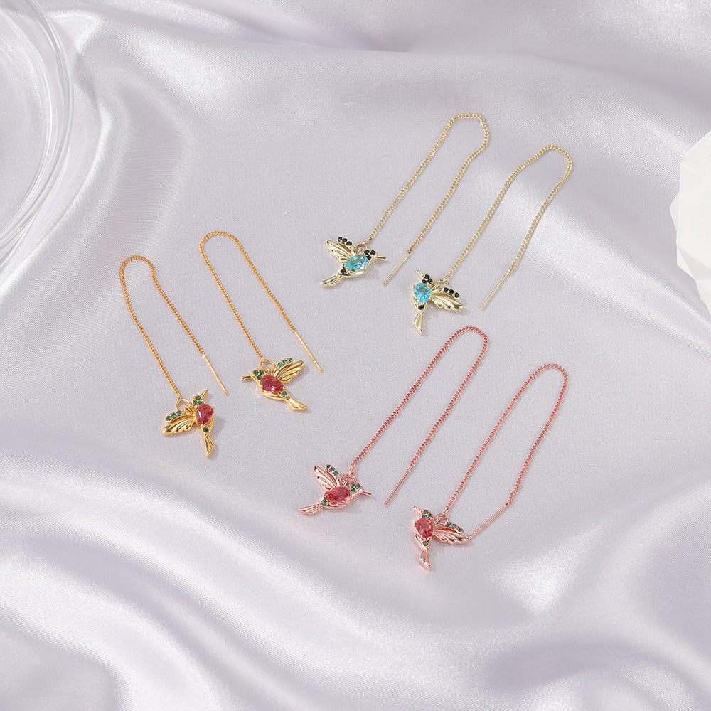 Colorful Long Bird Earrings