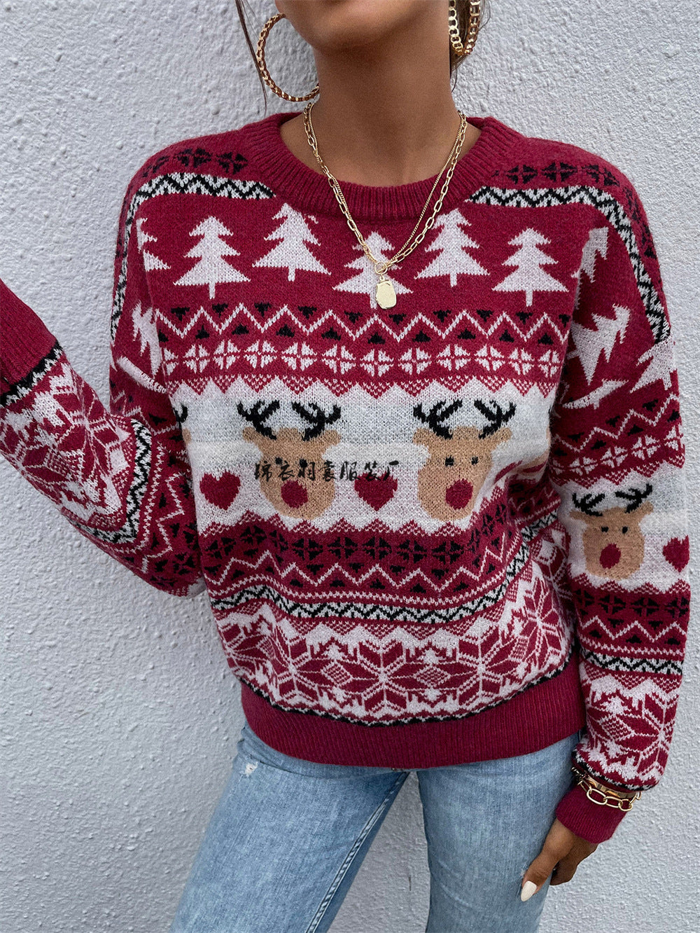 New Winter Clothes Red Christmas Clothes Pullover Holiday Sweater