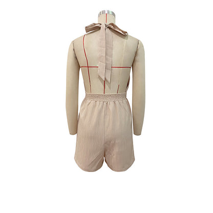 Cross-halterneck One-piece Jumpsuits