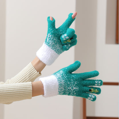 Open Finger Fleece-lined Gloves for Touch Screen