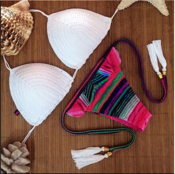 White multicolor bikinis