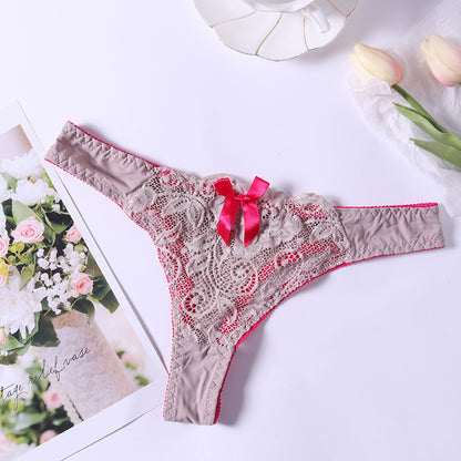 Lace Thong Low Waist Cotton Briefs