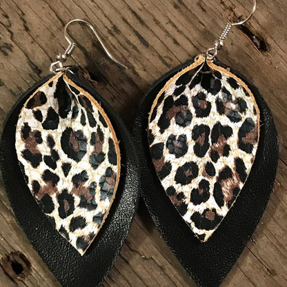 Multilayer leopard print earrings