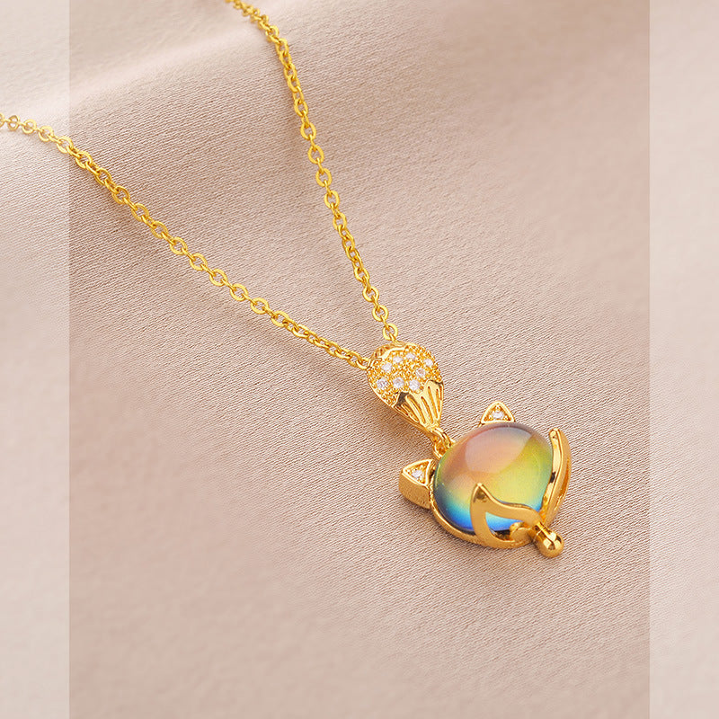 Gradual Color Changing Design Warm Stone Necklaces