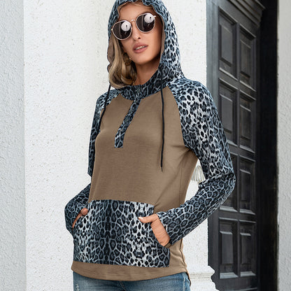 Leopard Print Hooded Long Sleeve Sweaters