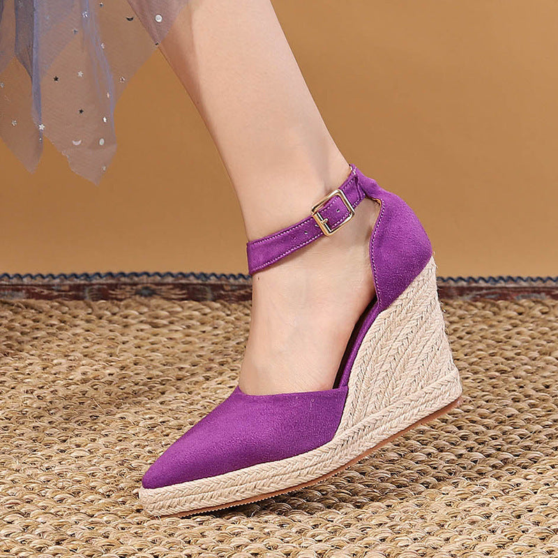 Pointed Toe Wedge Pumps Hollow Shoes