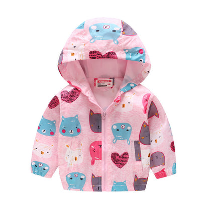 Hooded jackets with print pattern