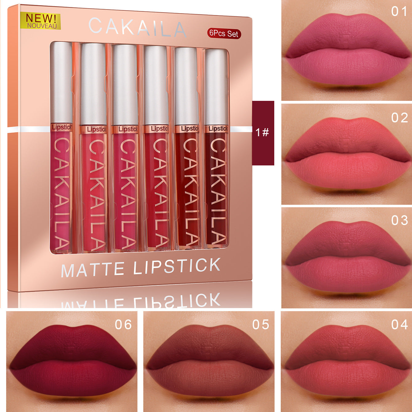 Matte Nonstick Lip Gloss Sets Of 6