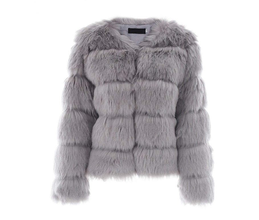 Faux furry slim mink jackets