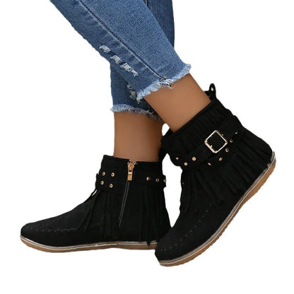 Flat Buckle Boots Retro