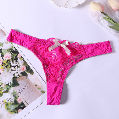 Lace Thong Low Waist Cotton Briefs