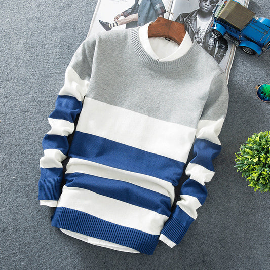 Horizontal-Striped Casual Sweater