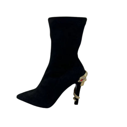 Black Stiletto Heel Elastic Boots