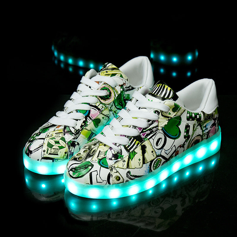 Men and women light shoes couple fluorescent shoes