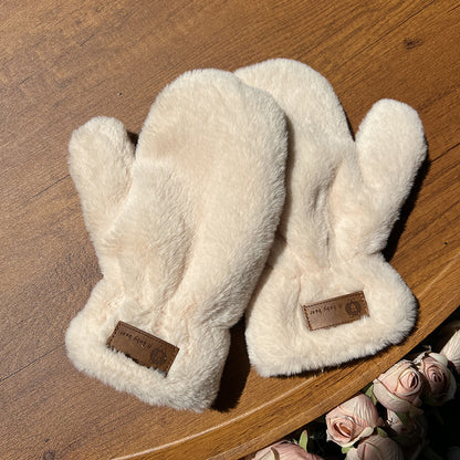 Fleece-lined Mittens Plush Warm Gloves