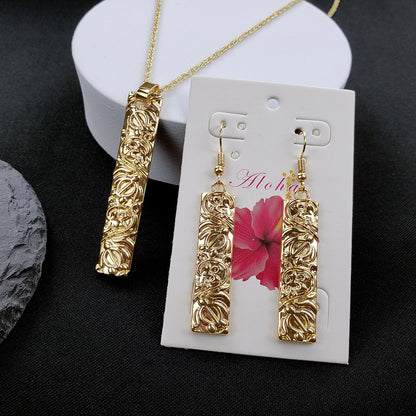 Bamboo Bar Necklace and Earrings Set