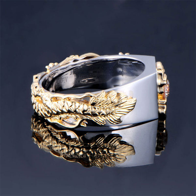 Dragon Pattern Two-color Zircon Rhinestone Ring