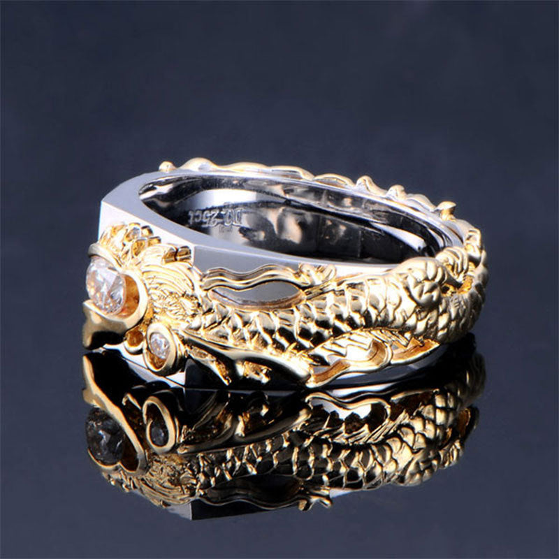 Dragon Pattern Two-color Zircon Rhinestone Ring