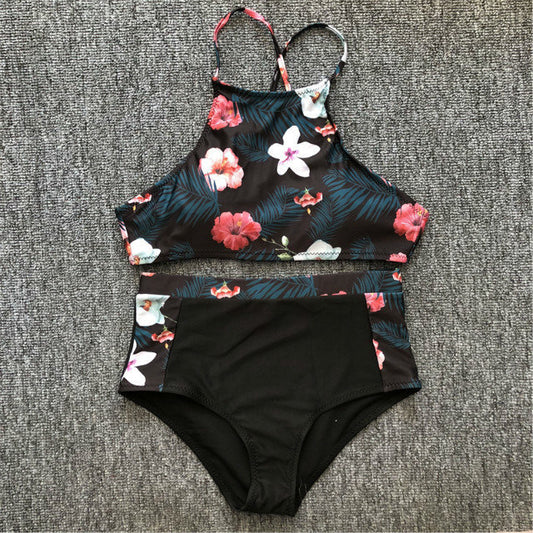 Split leaf print bikini