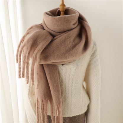 Mohair Pure Color Winter Warm Scarfs