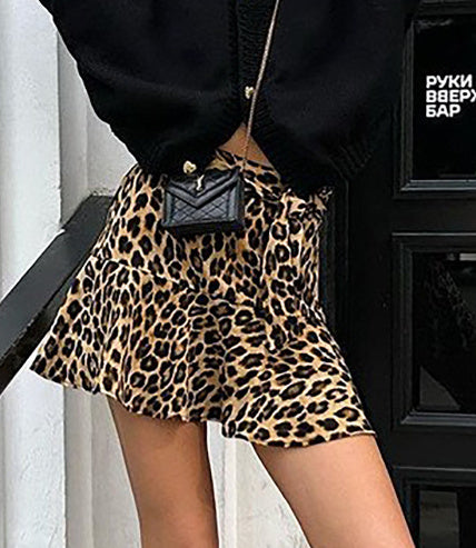 Vintage Leopard Print Short Skirt