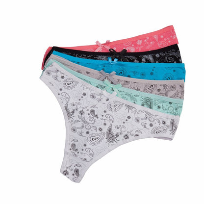 Printed women's thong 6pcs