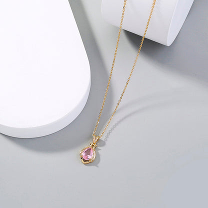 Necklace jewelry Light luxury simple style niche perfume bottle water drop transparent crystal zircon necklace accessories