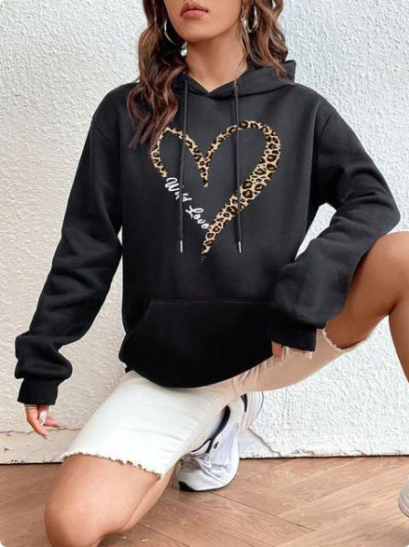 Love Pattern Printed Pullovers College Style