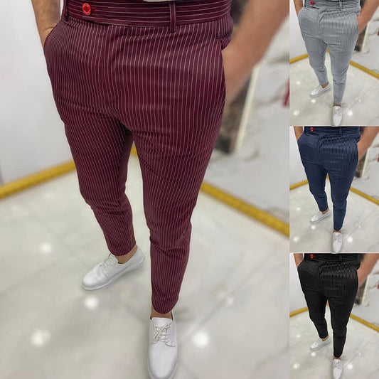 Thin Striped Slim Casual Pants Men