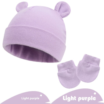 Newborn Gloves Hat Two-piece Set Keep Baby Warm Cashmere Thickened