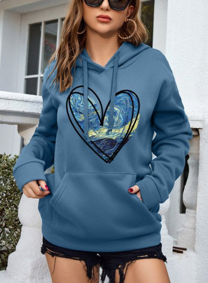 Love Pattern Printed Pullovers College Style