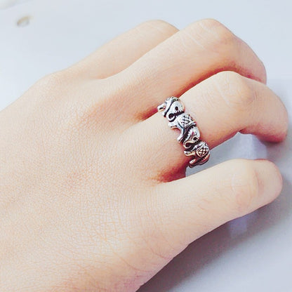 Minimalism Retro Personality Baby Elephant Open Ring