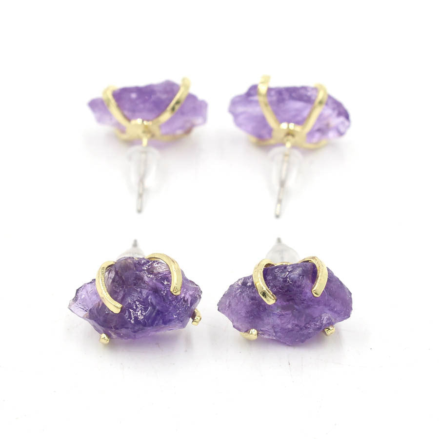 Natural Raw Gemstone Stud Earrings