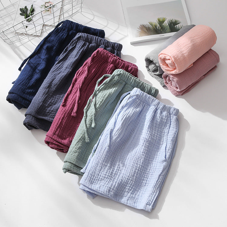 Men's And Women's Summer Cotton Gauze Couple Pajamas