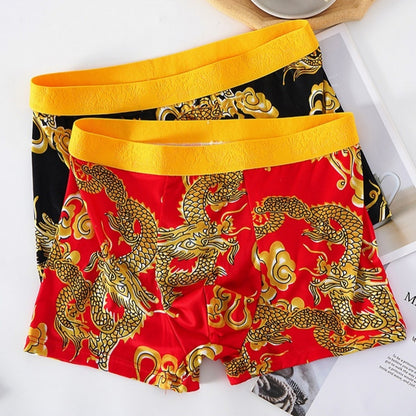 Gold Belt Dragon Print Underwear