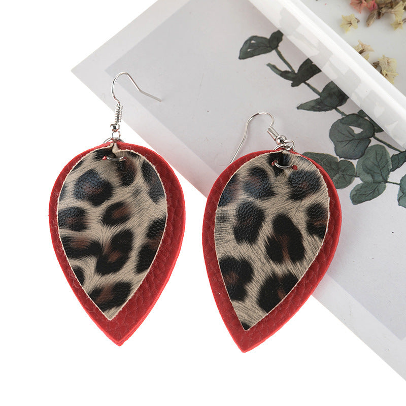 Multilayer leopard print earrings