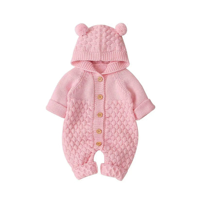 Baby Romper Bear Ear Knit Hooded Jumpsuits