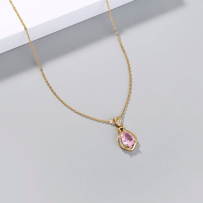 Necklace jewelry Light luxury simple style niche perfume bottle water drop transparent crystal zircon necklace accessories