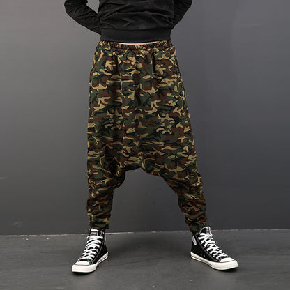 Harem pants printed camouflage crotch pants hip-hop pants