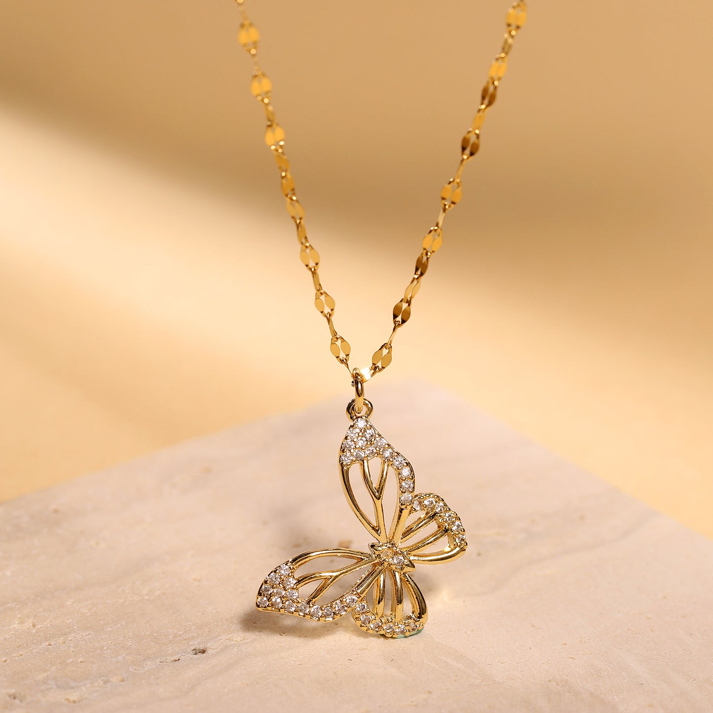 Golden hollow butterfly necklaces