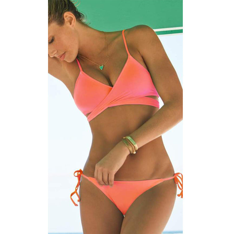 Solid Macaron Color Swimsuit Bikini