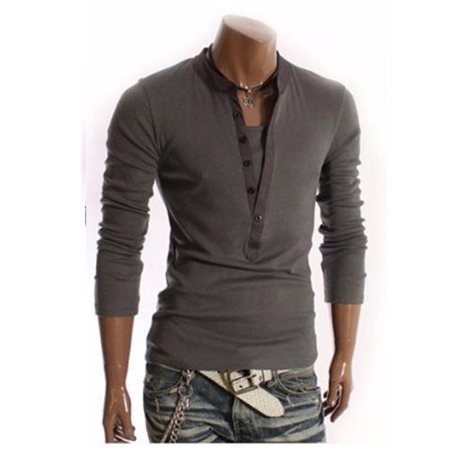 Camisetas con cuello en V para hombre de estilo británico