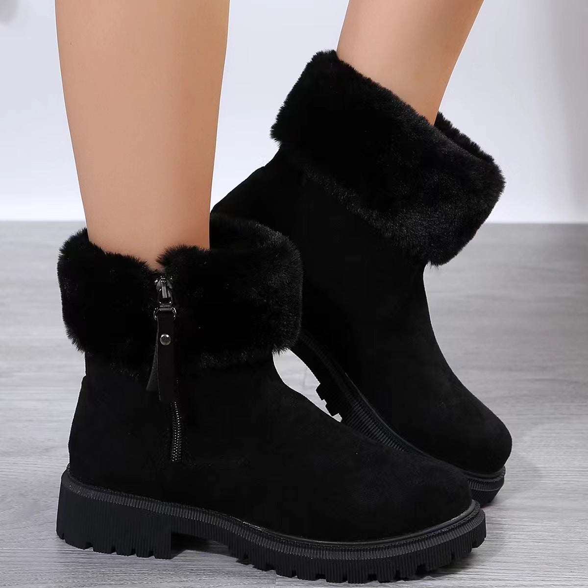 Warm Plush Side-Zipper Snow Boots