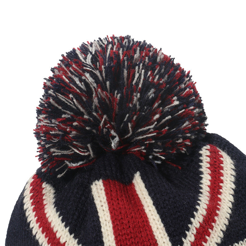 Striped Knitted Warm Hat Men And Women