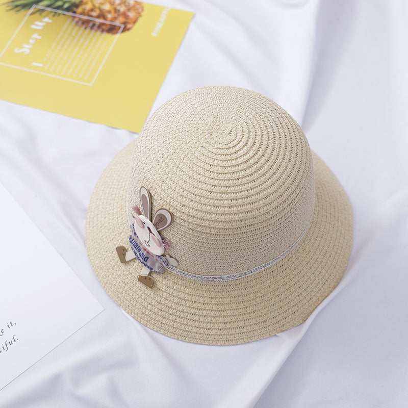 Baby Outdoor Straw Hat Cute Rabbit Decoration Bag