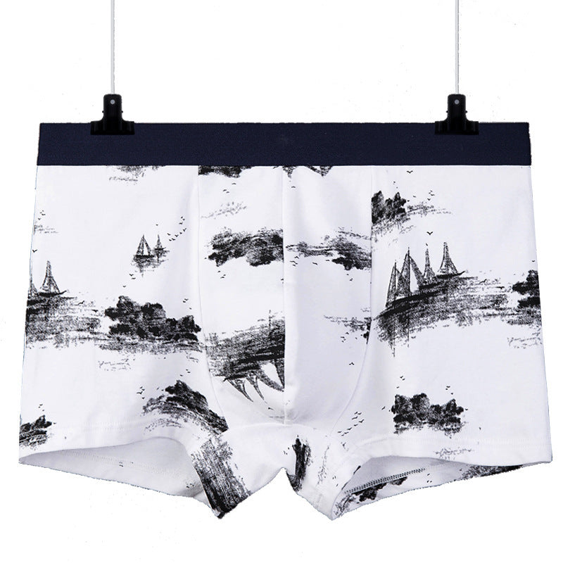 Men's Mid-waist Boxer Printed Cotton