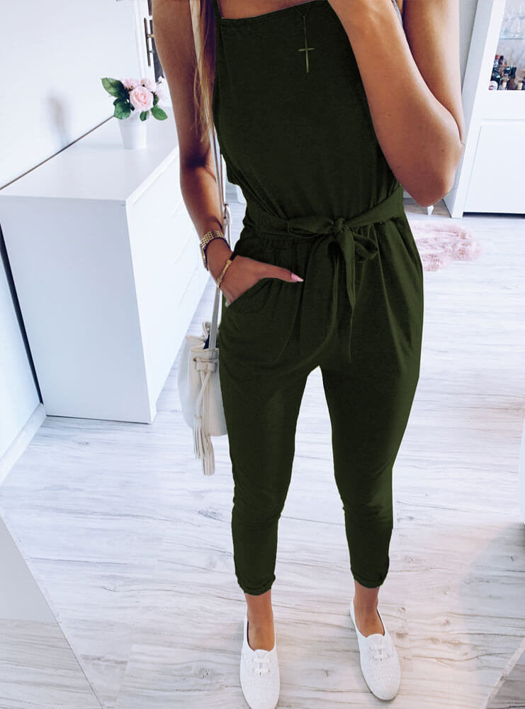 Lässiger rückenfreier Sling-Jumpsuit mit Schnürung