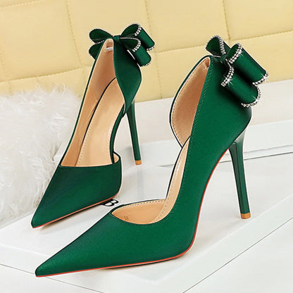 Sexy Low-cut Pointed Toe Rhinestone Stiletto Heels