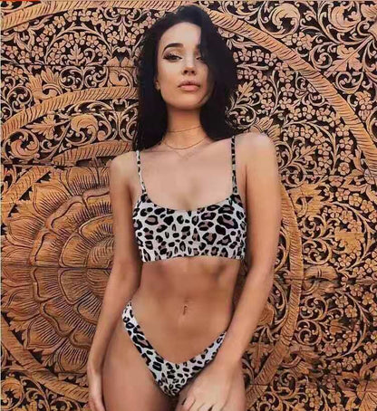 Ladies leopard print bikini swimsuit